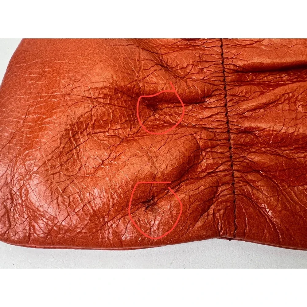 HOBO International Leather Baguette Frame Purse Ruched‎ Orange Boho